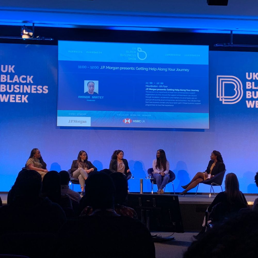 CEO Danielle Lawrence on J.P. Morgan's panel at uk black business show.